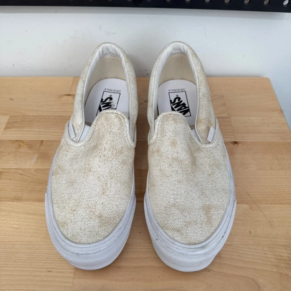 Vans OG Classic Slip-On LX Acid Wash Tan White Sneakers Mens 8 Womens 9.5 507452